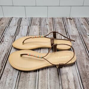 Madden Girl Camel Tan Thong Flat Sandals Womens Size 9.5